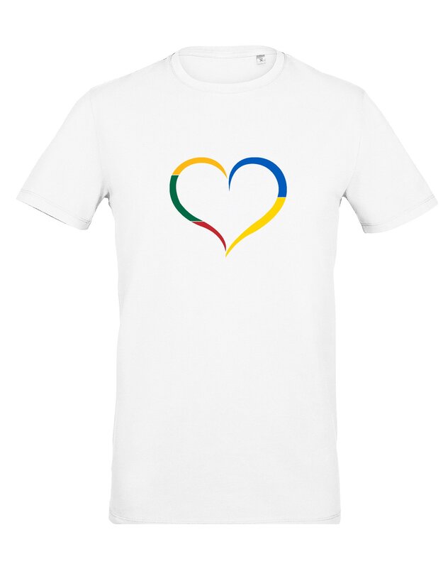 Balti vyriški marškinėliai - We Love Ukraine (M dydis)
